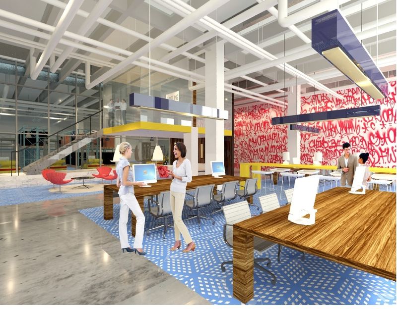 Interior of co-working and warehousing Interior of co-working and warehousing